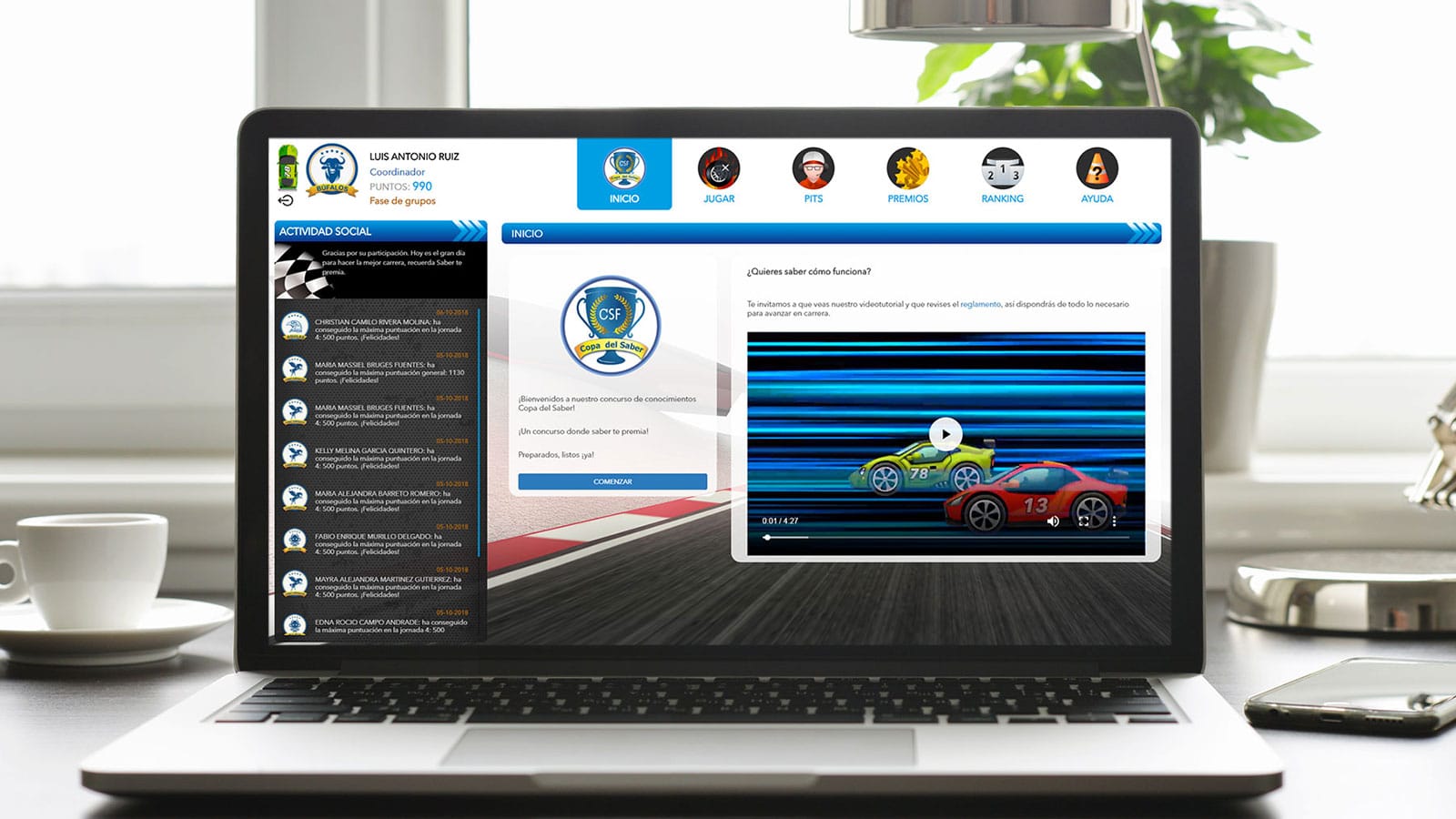 Copa del Saber es una herramienta diseñada por Gestionet para CSF y BBVA